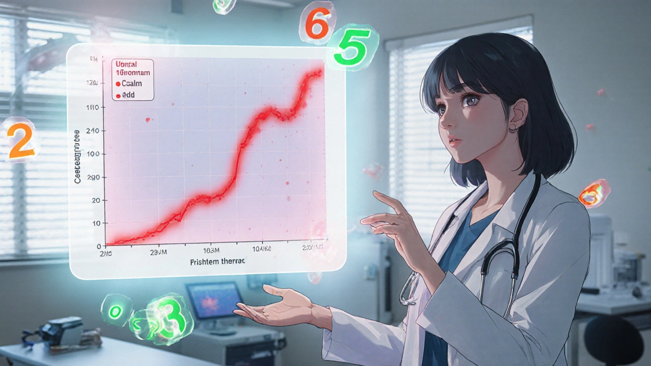Holographic thyroid nodule growth chart with Bethesda categories in neon colors.