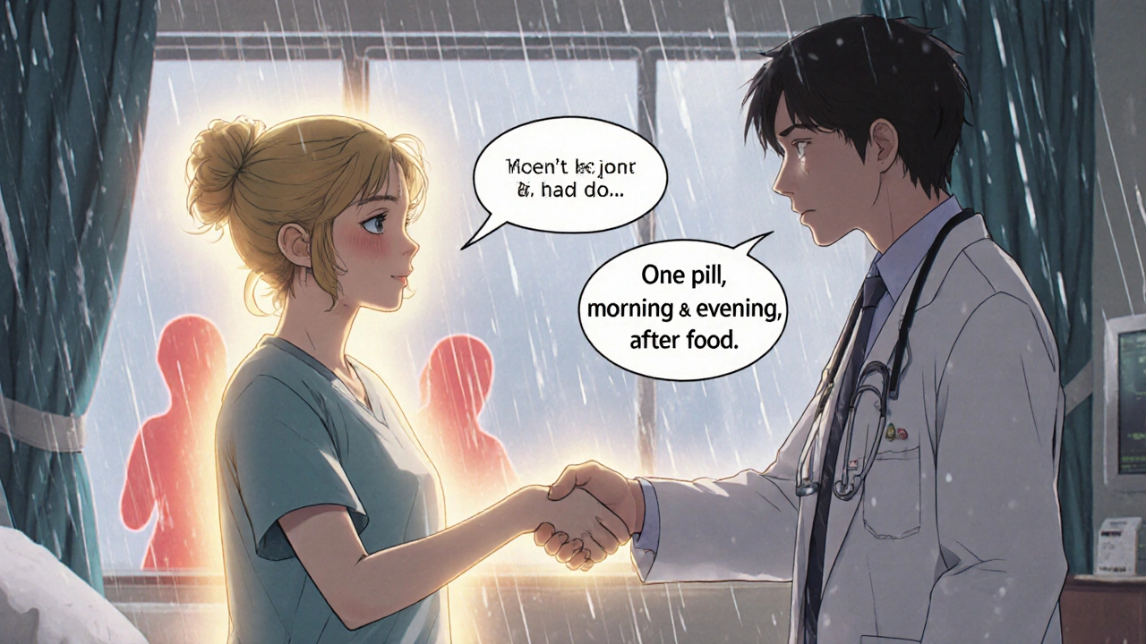 Patient and doctor sharing a moment of understanding during medication instruction confirmation.