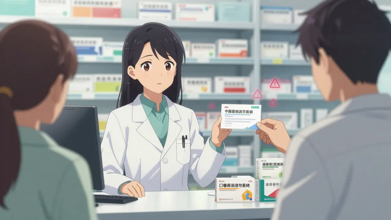 Anime pharmacist warning patient about cold medicine risks