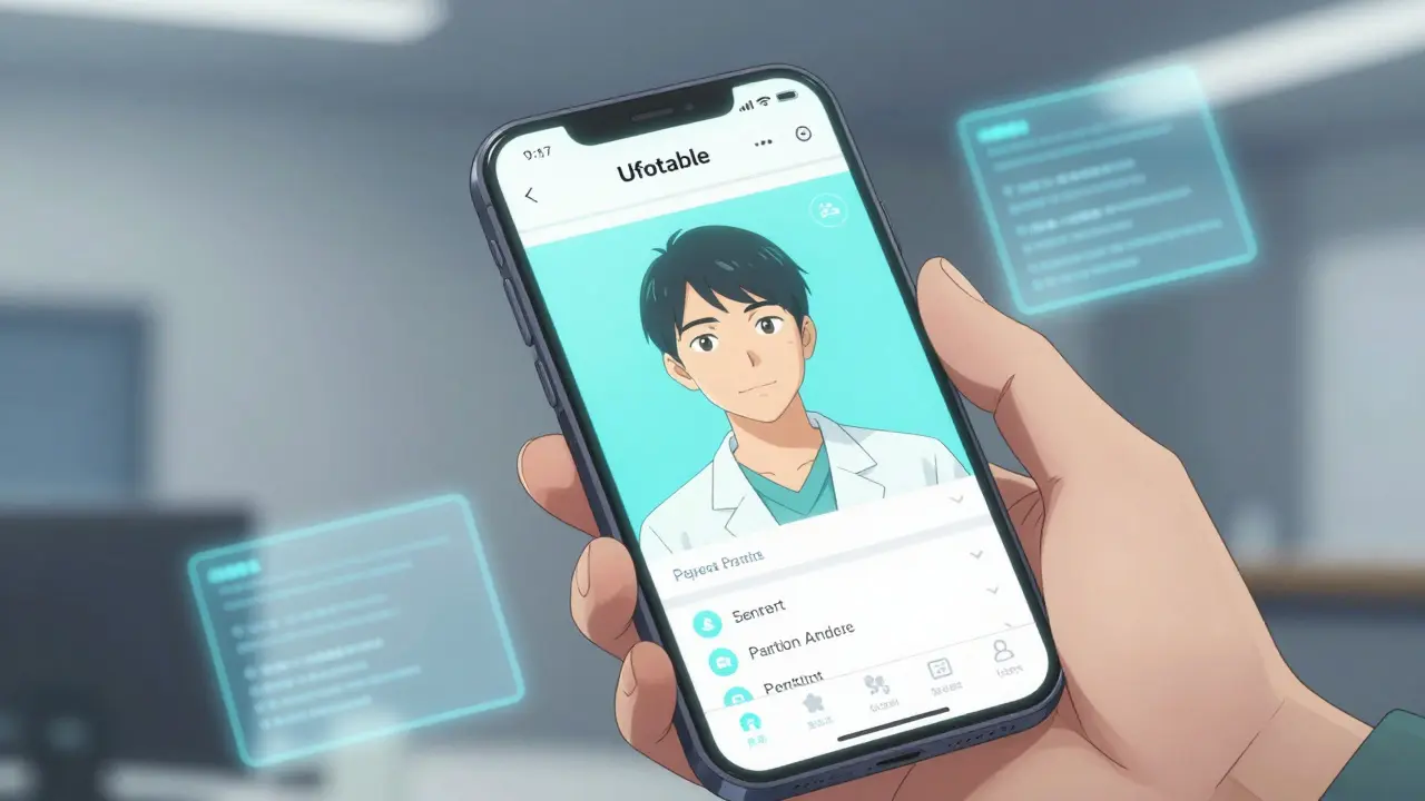 Patient using smartphone for bilingual healthcare portal