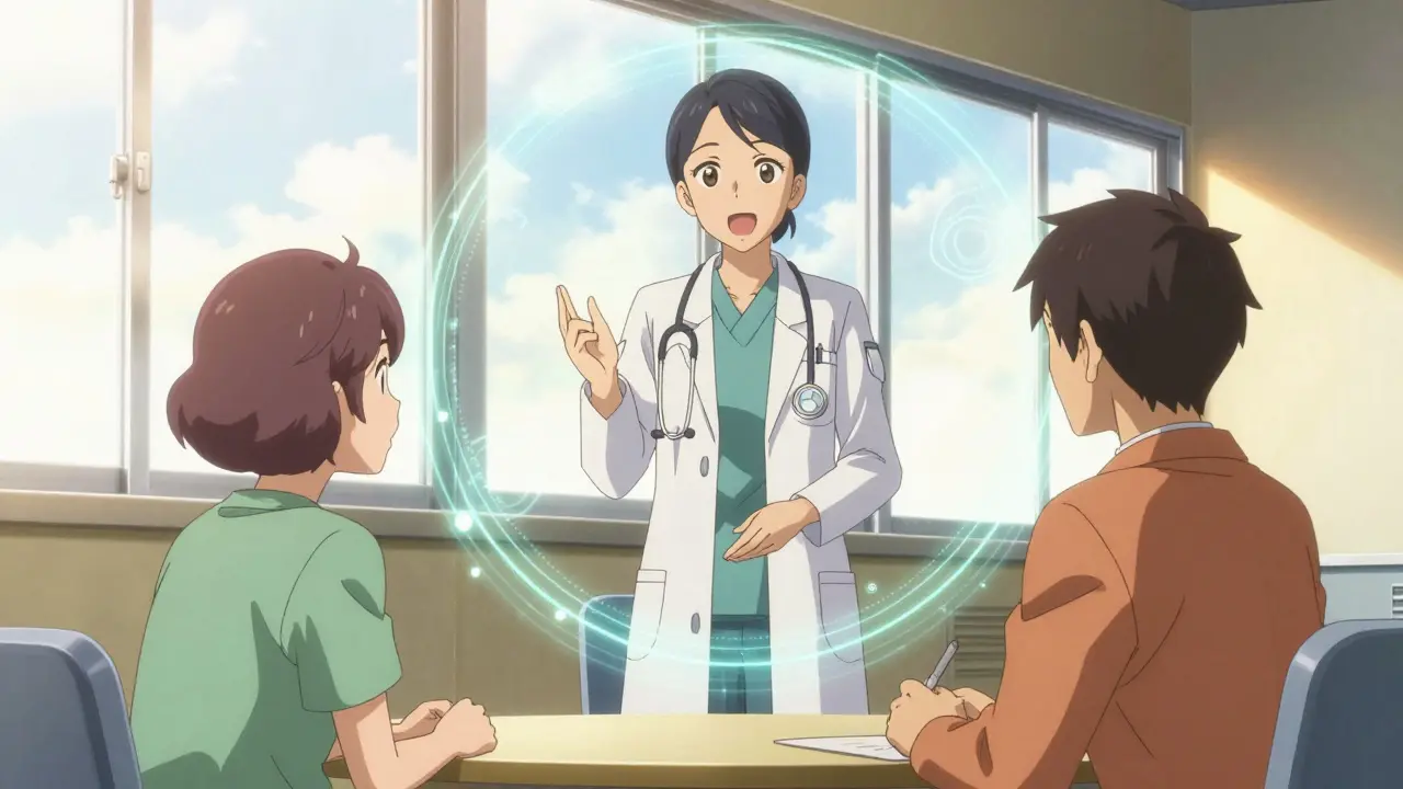 Professional interpreter facilitating clear medical communication