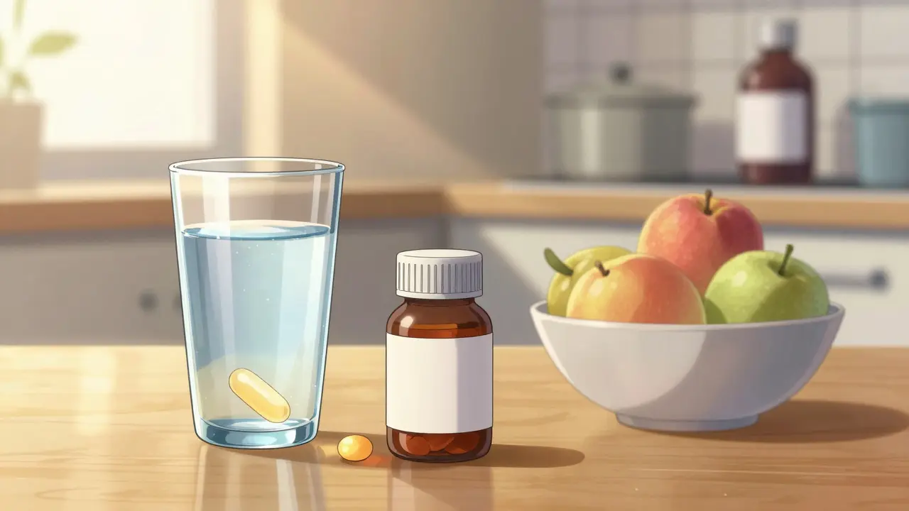 Warm anime scene showing vitamin D and probiotics as safe health alternatives