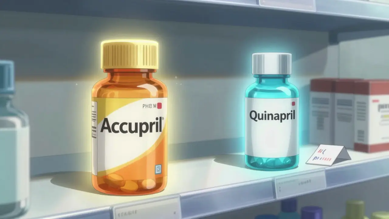Comparison of expensive brand name vs cheap generic pill bottles