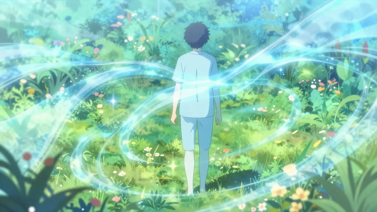 Serene anime scene representing mental wellness and recovery