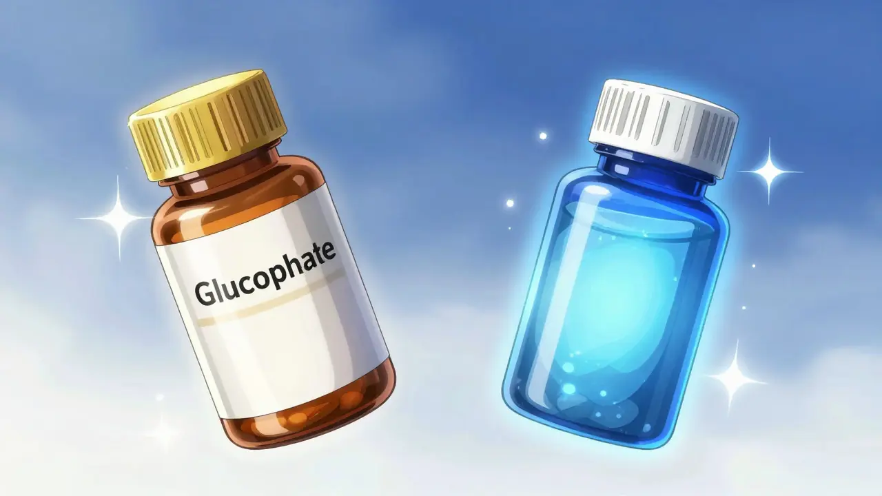 Comparison of brand name vs generic medication bottles